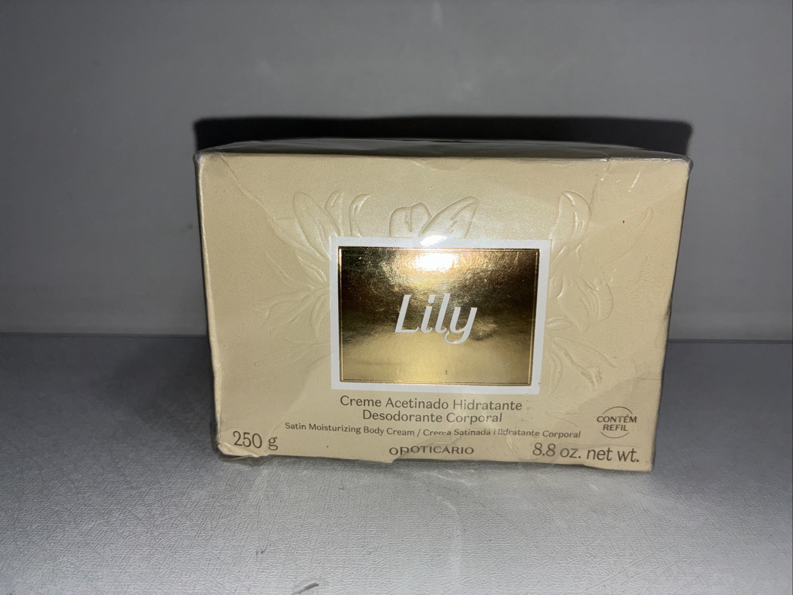 Sealed Oboticario Lily Satin Body Cream 8.8oz/ Slightly Damaged Packaging Sealed Oboticario Lily Satin Body Cream 8.8oz/ Slightly Damaged Packaging