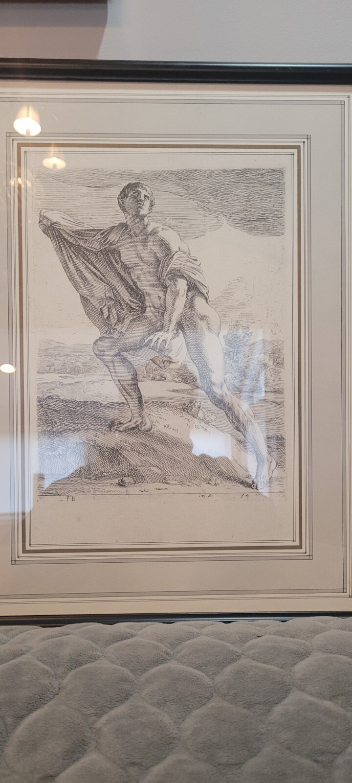 Antique etching by François Perrier- Classical Figures. plate size 8 1/2 x 6 1/2