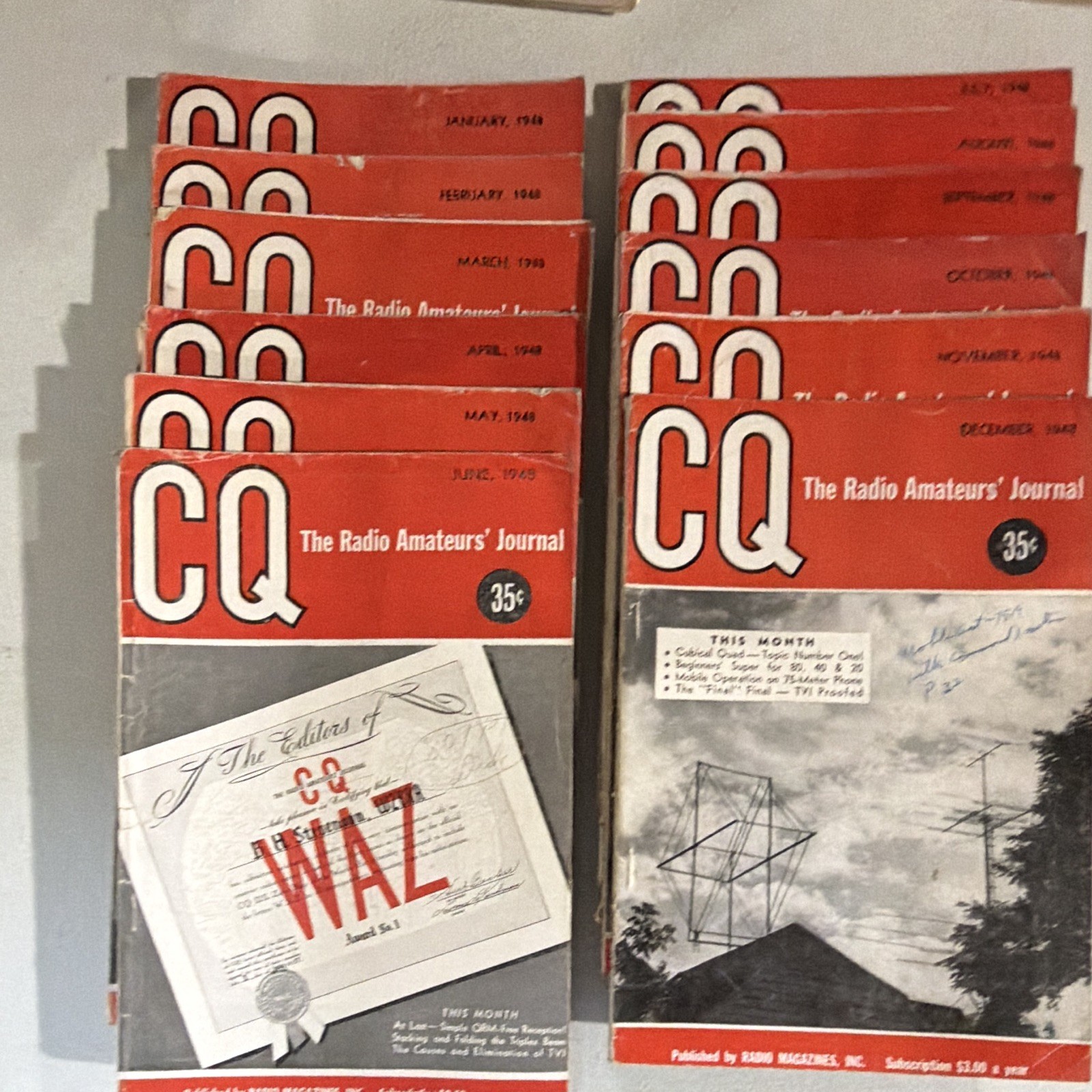 Vintage 1948 CQ The Radio Amateurs Journal Magazine Lot 12 Issues COMPLETE YEAR