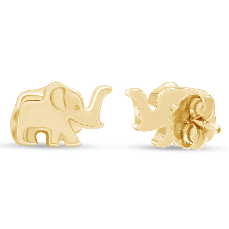 Adorable Small Elephant Stud Earrings 14K Yellow Gold Plated Sterling For Women Adorable Small Elephant Stud Earrings 14K Yellow Gold Plated Sterling For Women