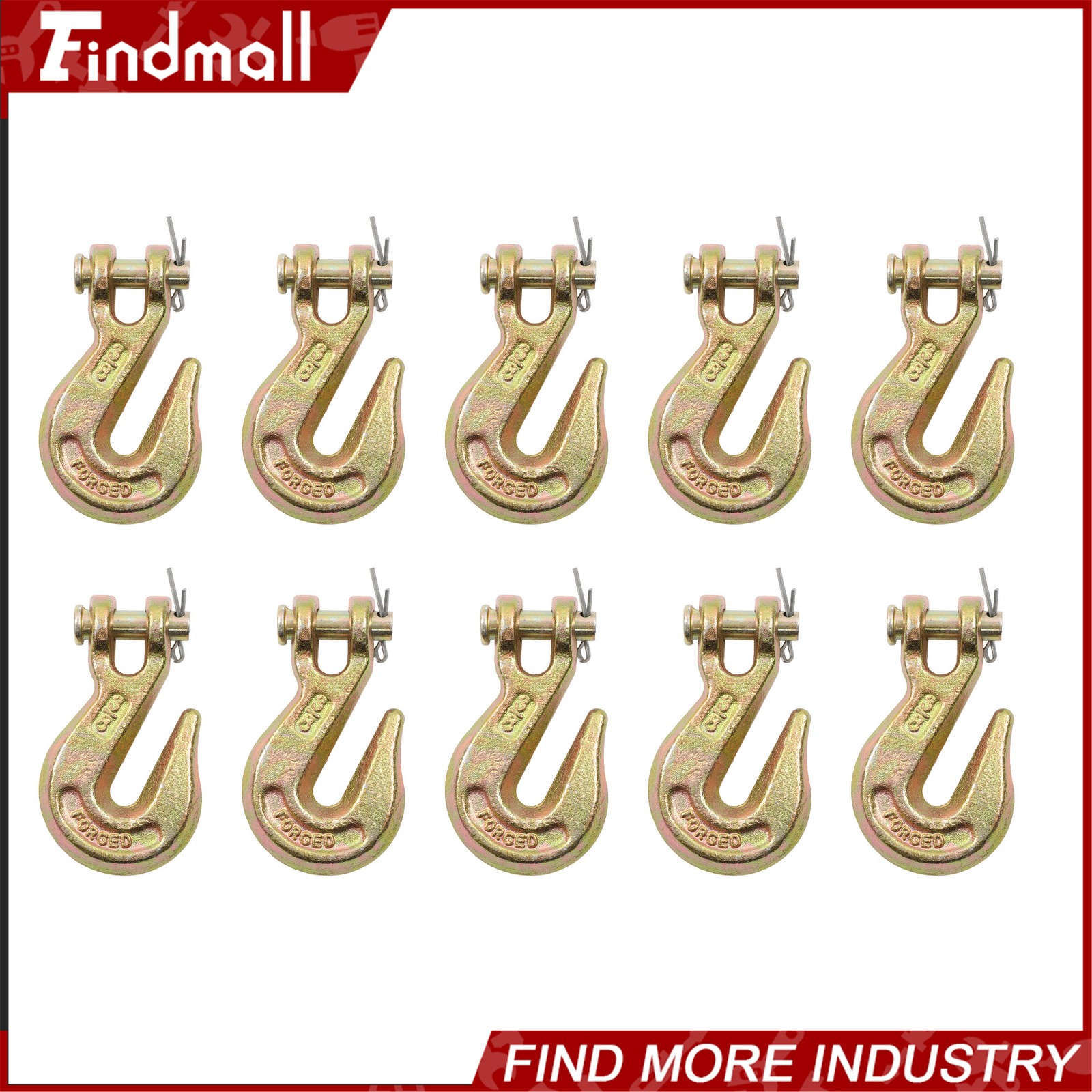 Findmall 10 Pack 3/8 Inch Clevis Grab Hooks G70 6600 Lbs Capacity Chain Hook