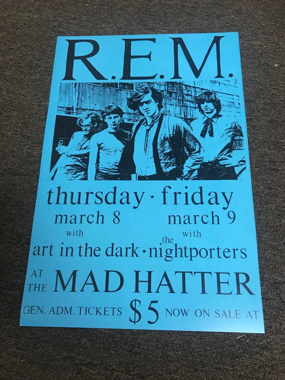 R.E.M. 1984 Athens Georgia Mad Hatter Cardstock Concert Poster 12 R.E.M. 1984 Athens Georgia Mad Hatter Cardstock Concert Poster 12