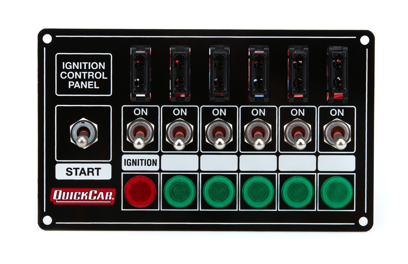 QuickCar 50-7164 Extreme Fused & Lit Single Ignition 7 Switch Panel QuickCar 50-7164 Extreme Fused & Lit Single Ignition 7 Switch Panel
