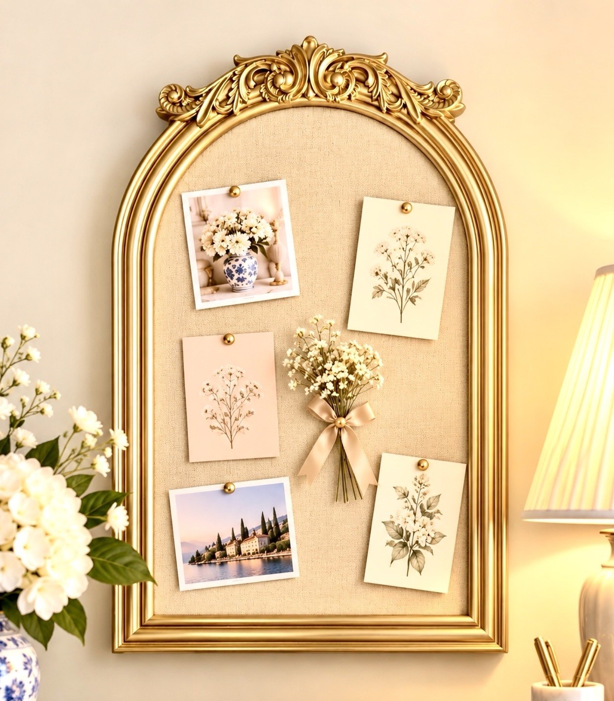 ⚜️Elegant Vintage Gold Ornate Memo Board French Victorian Bulletin Pin Board 21”