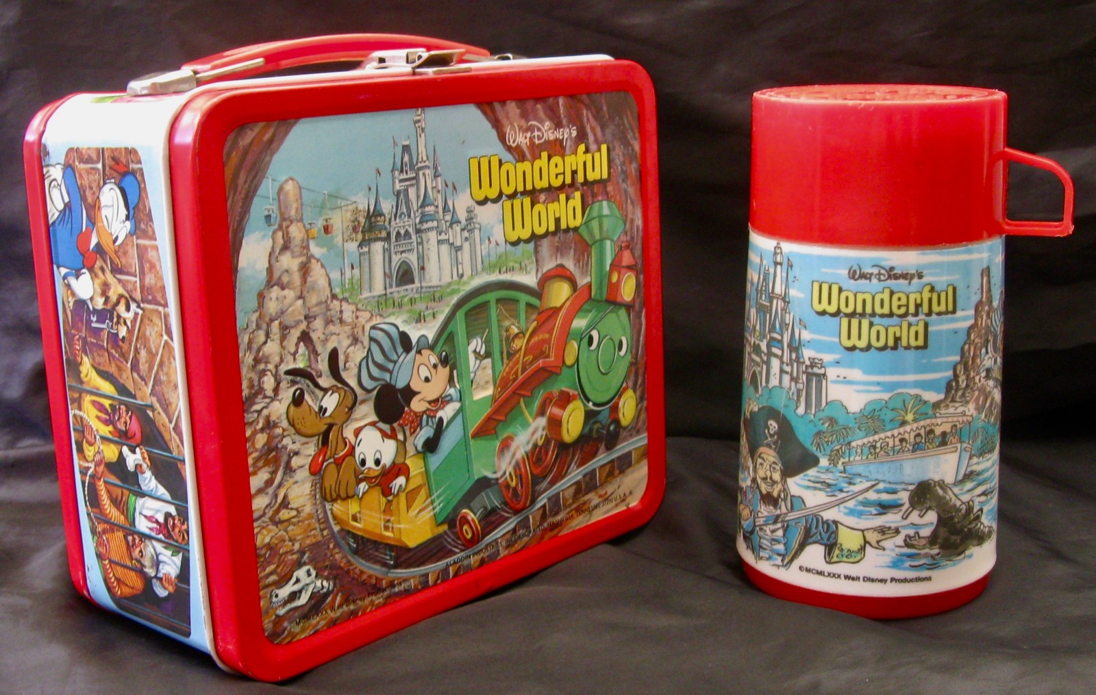 Vintage DISNEY'S WONDERFUL WORLD Lunchbox & Thermos (1982) C-8.0/8.5 Awesome