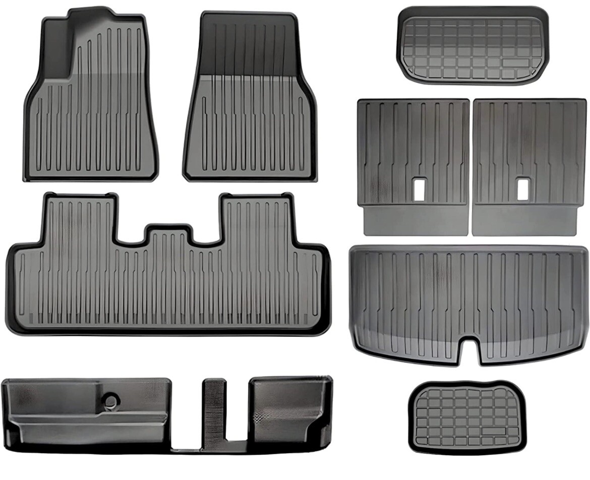 SUPER LINER Tesla Model Y Floor Mats 7 Seater Full Set, All Weather Waterproof SUPER LINER Tesla Model Y Floor Mats 7 Seater Full Set, All Weather Waterproof