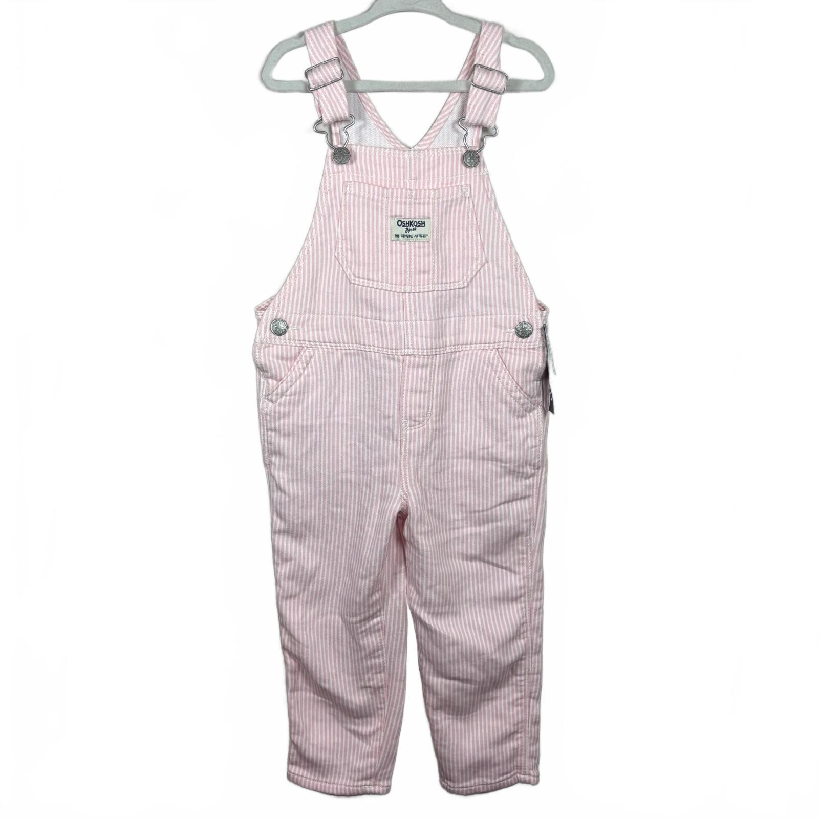 OshKosh B’gosh Girls 3T Pink White Hickory Stripe Vestbak Overalls NWT OshKosh B’gosh Girls 3T Pink White Hickory Stripe Vestbak Overalls NWT