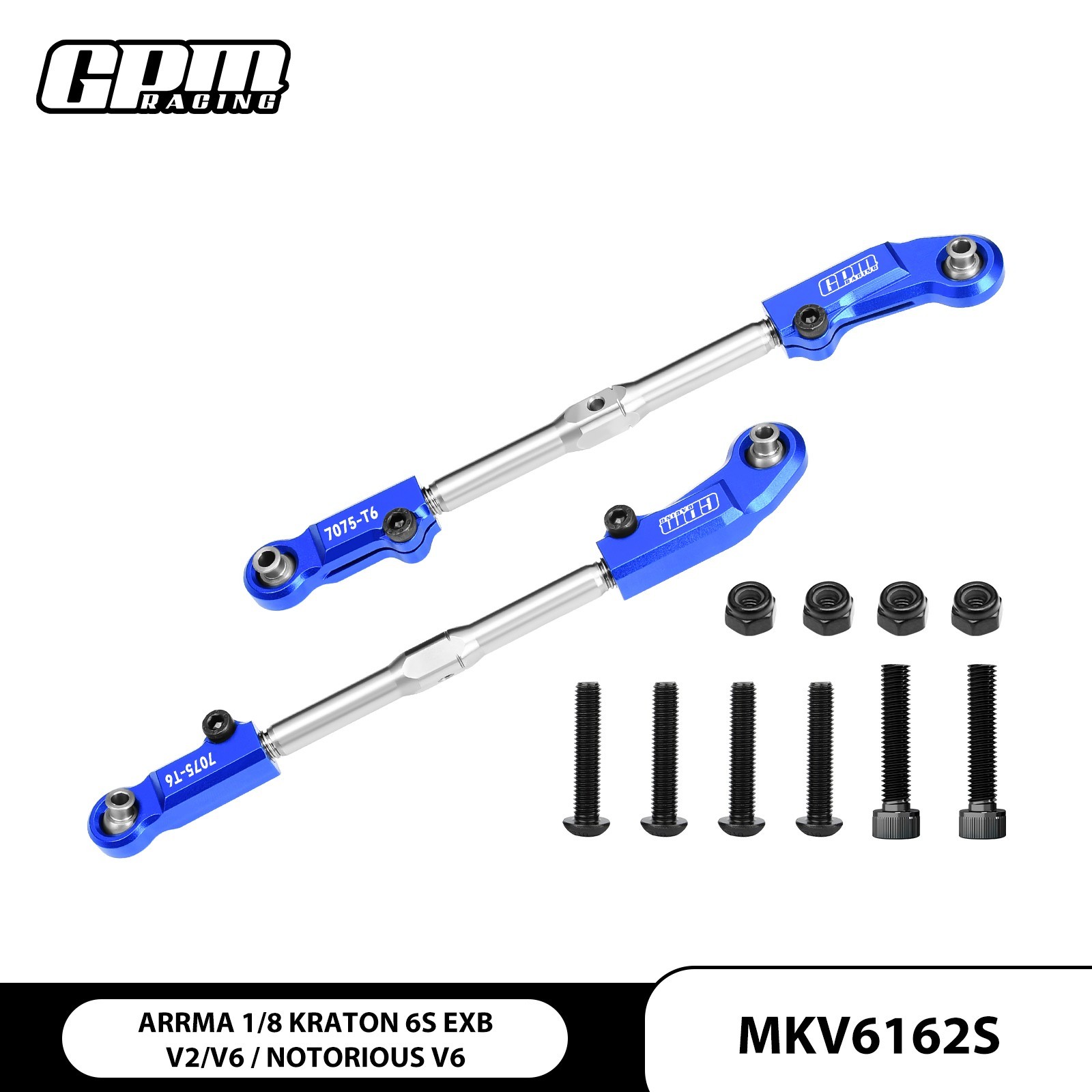 GPM Alu 7075+SST Adjust Front Steering Tie Rod ARRMA 1/8 Kraton V6 EXB Notorious GPM Alu 7075+SST Adjust Front Steering Tie Rod ARRMA 1/8 Kraton V6 EXB Notorious