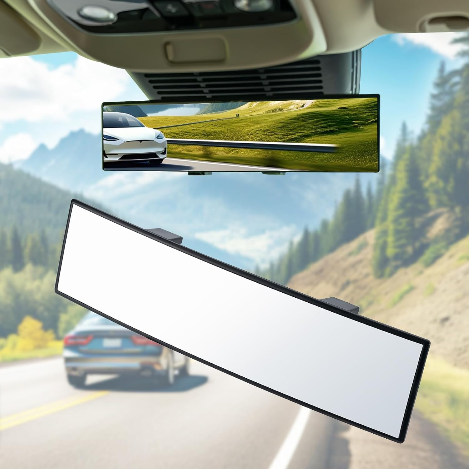 Rear View Mirror, Interior Clip-On Wide Angle Rear View Mirror, Universal 11.81 Rear View Mirror, Interior Clip-On Wide Angle Rear View Mirror, Universal 11.81