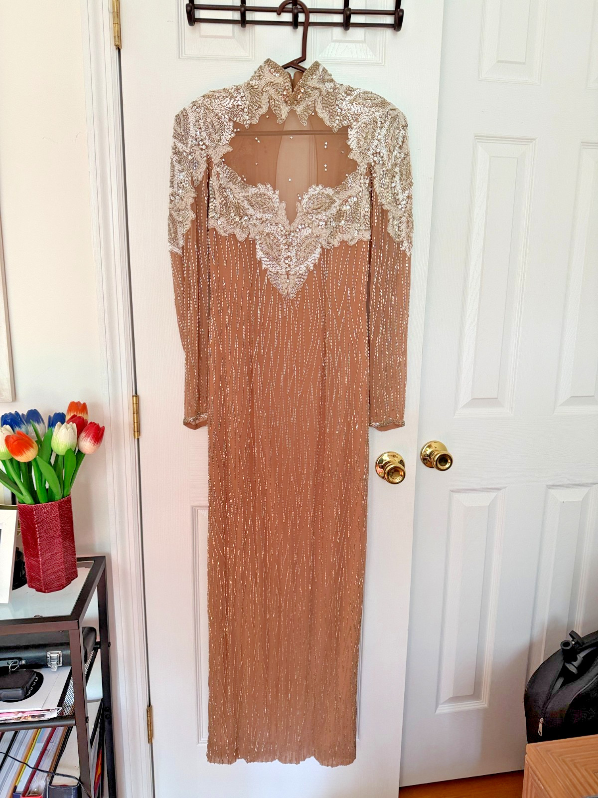 Lillie Rubin RARE Vintage Hand-Beaded Silk Gown - Size 8 - Old Hollywood Lillie Rubin RARE Vintage Hand-Beaded Silk Gown - Size 8 - Old Hollywood
