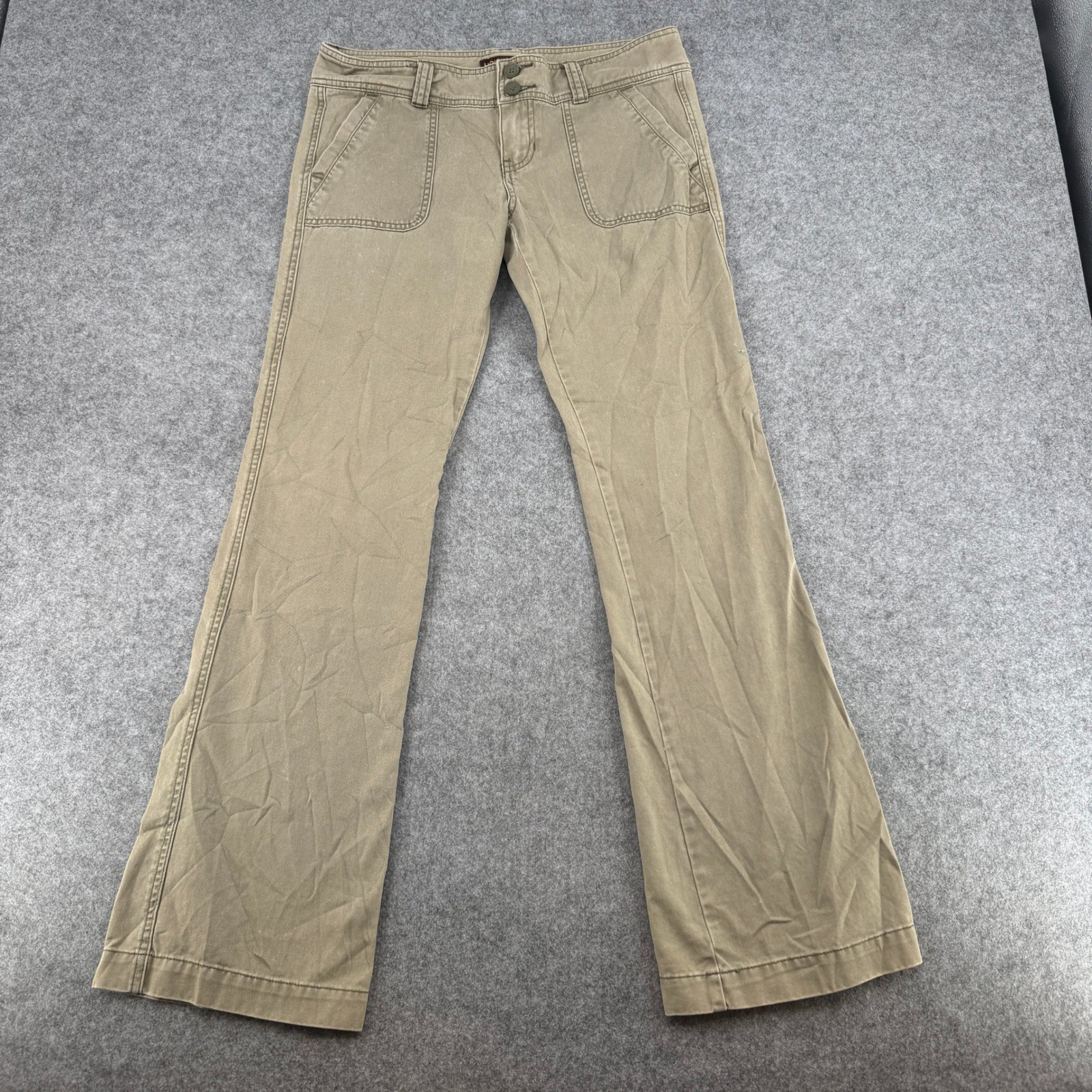 Y2K Hollister Pants Womens 5 Low Rise Flare Tan Cotton Utility EUC