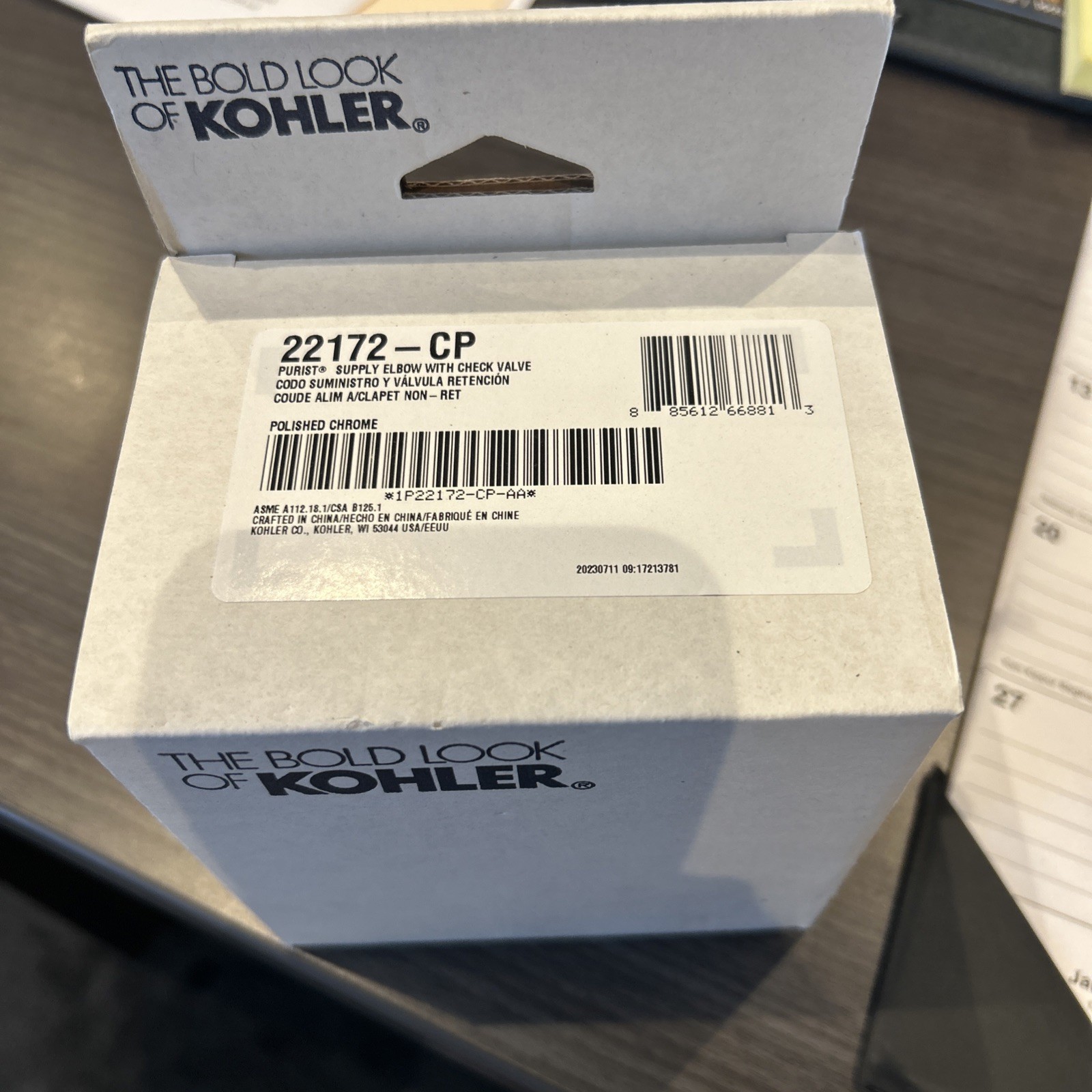 Kohler Purist Stillness Wall Supply Elbow with Check Valve - (K-22172-CP) Kohler Purist Stillness Wall Supply Elbow with Check Valve - (K-22172-CP)