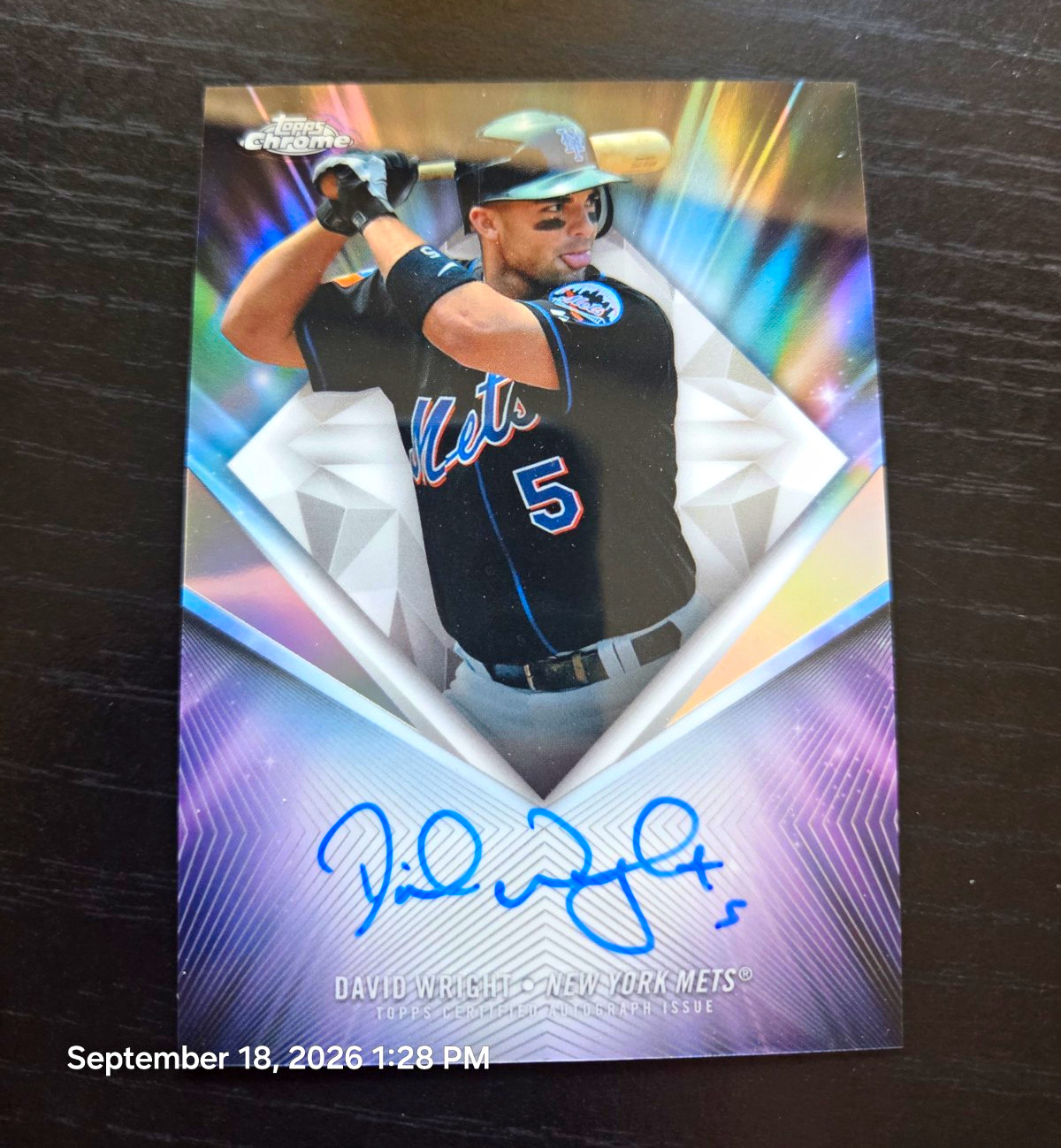 2026 Topps Chrome David Wright 75th Diamond Autograph Card #75D-DW Mets