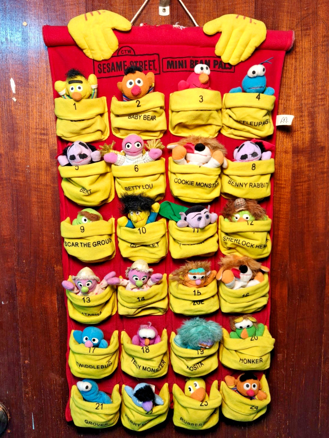 Vintage 1999 McDonalds Sesame Street Advent Calendar Wall Hanging Mini Bean Pals