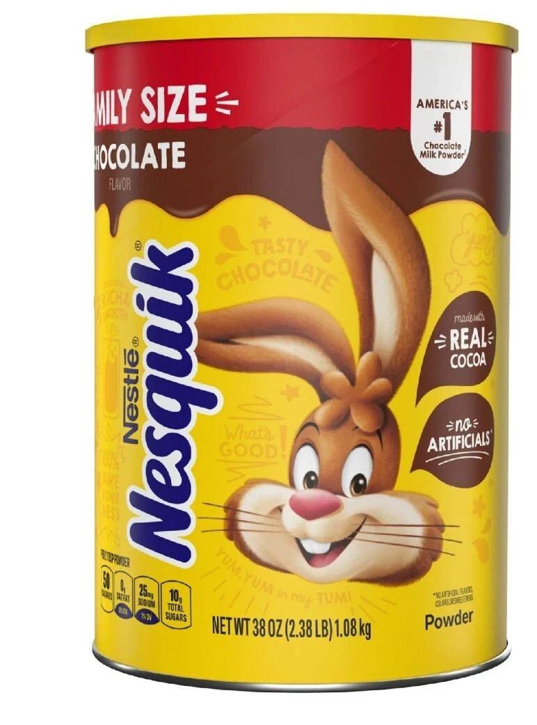 Nestle Nesquik Chocolate Flavor Powder Stir In Drink Mix Canister, 38oz Nestle Nesquik Chocolate Flavor Powder Stir In Drink Mix Canister, 38oz