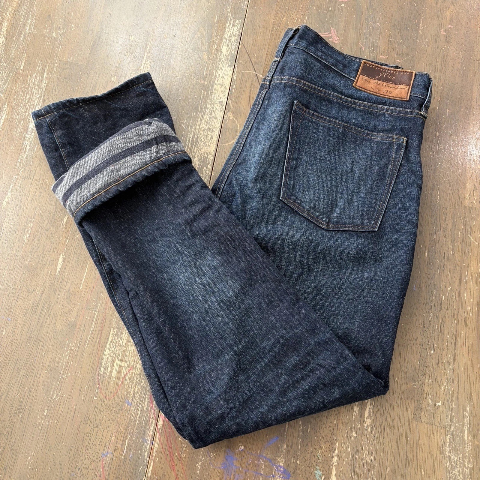 J Crew Jeans Mens 34x32 Blue Denim 770 Straight Kaihara Japanese Casual Lined J Crew Jeans Mens 34x32 Blue Denim 770 Straight Kaihara Japanese Casual Lined