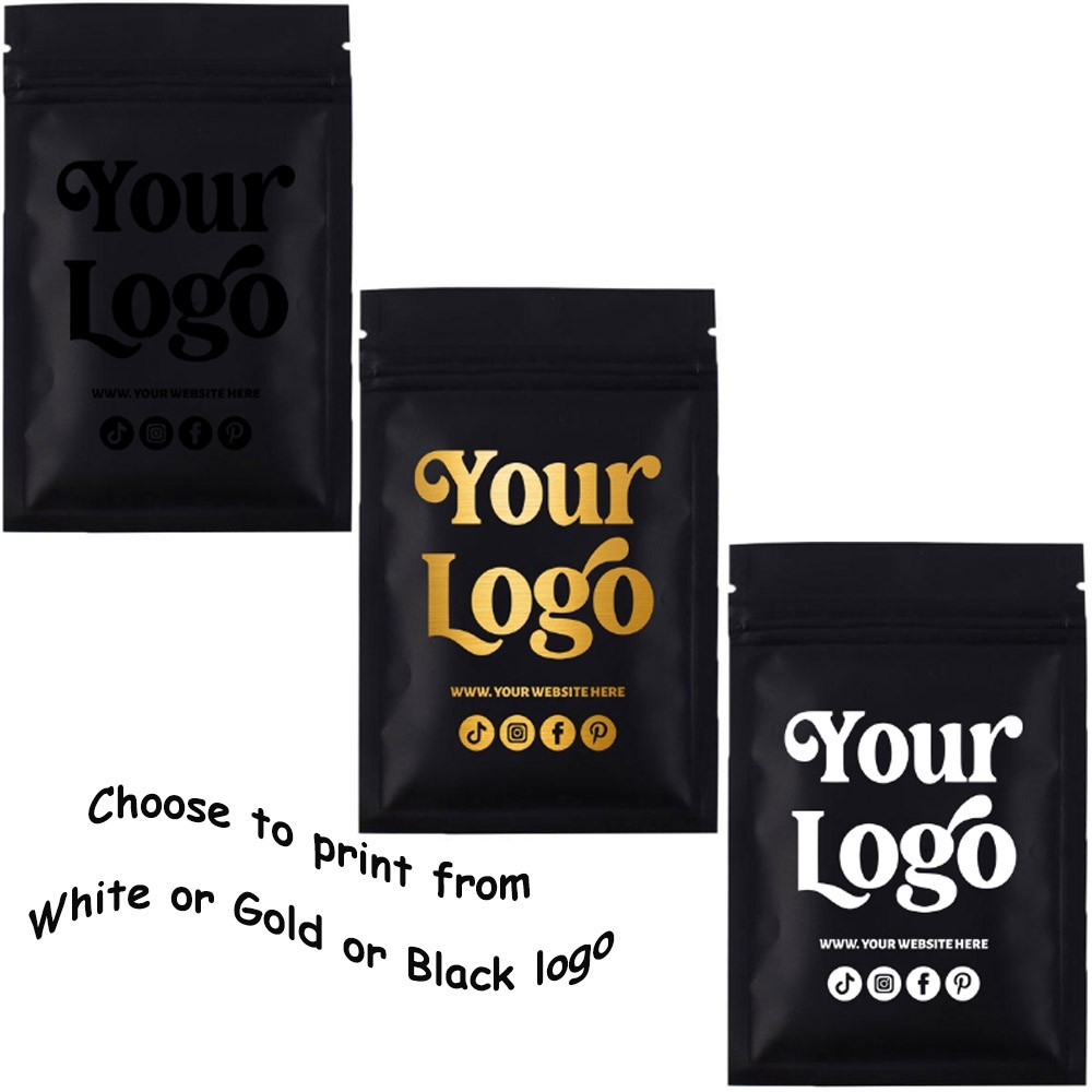 100 4CustomPrint Foil Mylar Zip Seal Smell Proof Resealable Matte Printed Bag
