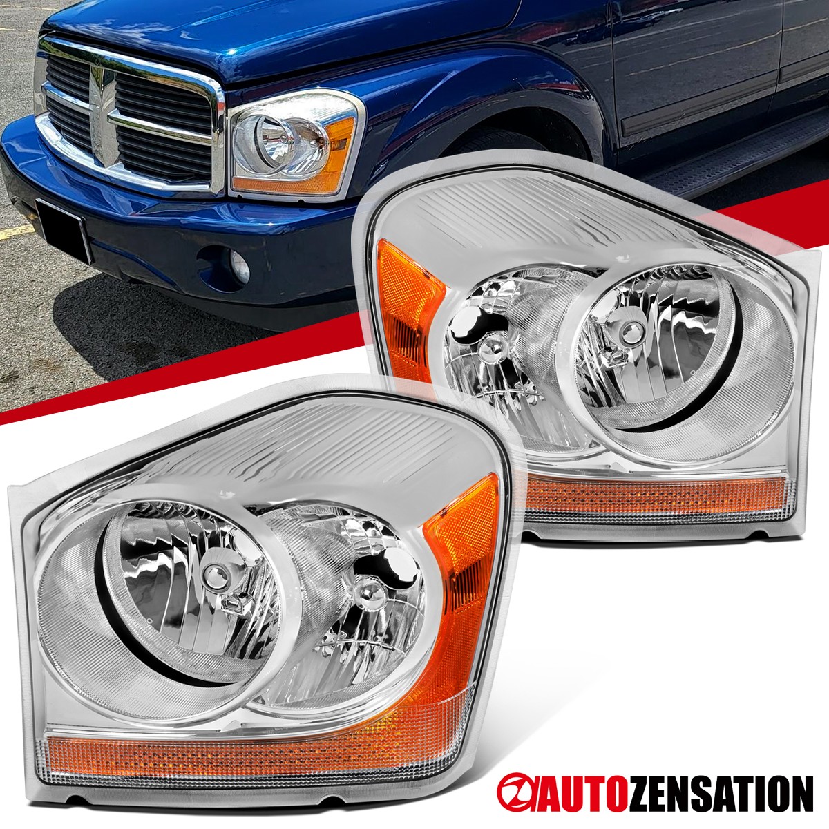 Fit 2004-2006 Dodge Durango Headlights Headlamps Assembly Left+Right 04 05 06 Fit 2004-2006 Dodge Durango Headlights Headlamps Assembly Left+Right 04 05 06