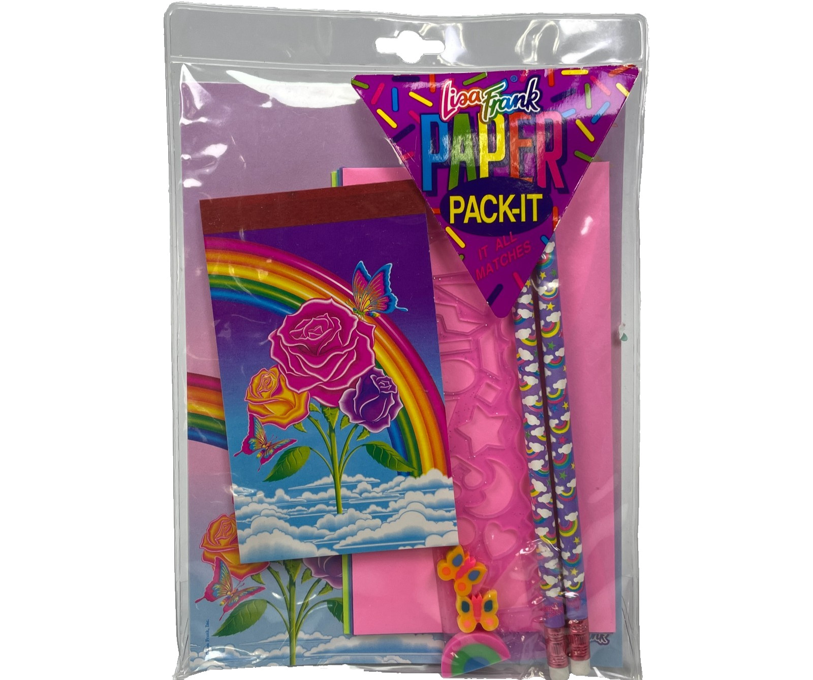 Lisa Frank Paper Pack-It Roses & Butterflies 1993 Stationery Set Lisa Frank Paper Pack-It Roses & Butterflies 1993 Stationery Set