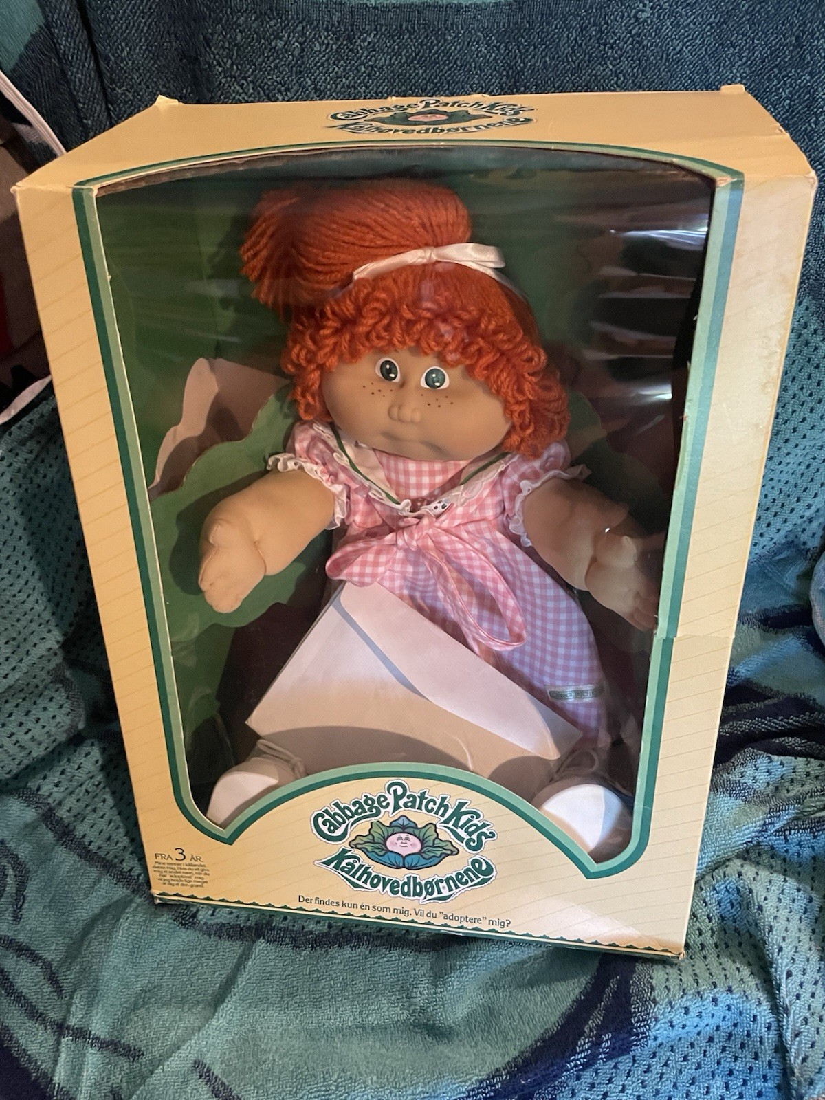 Vintage 1983 Cabbage Patch Kids Denmark NRFB Doll Red Pony Green Eyes Freckles Vintage 1983 Cabbage Patch Kids Denmark NRFB Doll Red Pony Green Eyes Freckles