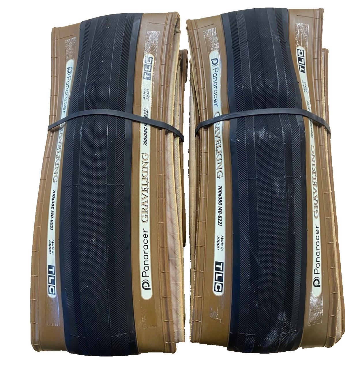 Pair (2) 700c x 38c Panaracer GRAVELKING Slicks bike tires black/brown tubeless