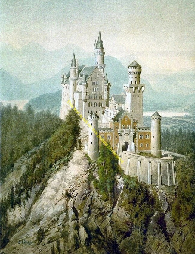 Adolf Hitler Neuschwanstein 1914 Antique Painting Vintage 8x10 Art Print HQ007