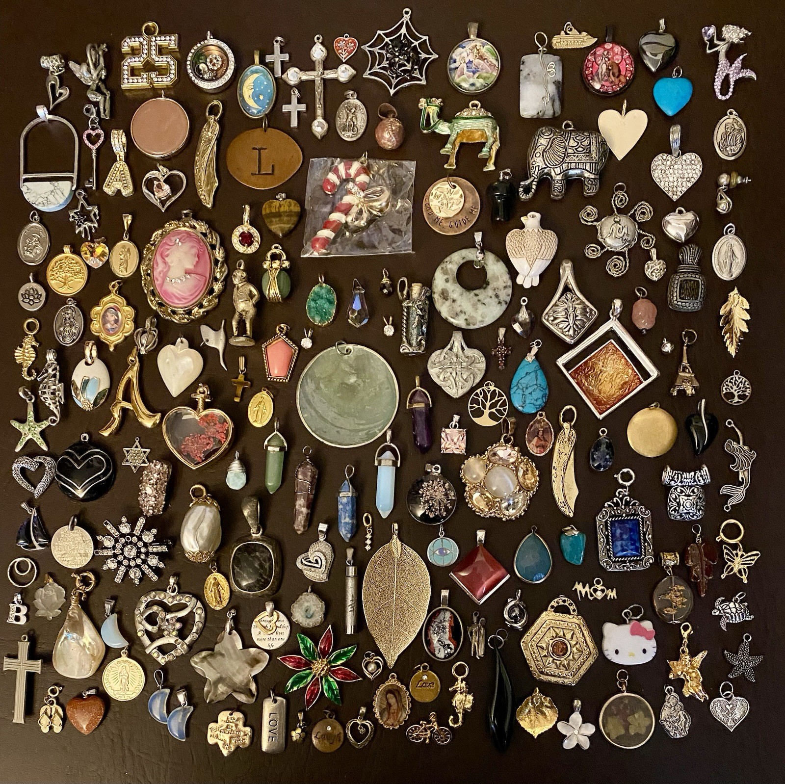 Vintage To Modern Cross Cameo Flower Heart Animal Crystal Rhinestone Pendant Lot Vintage To Modern Cross Cameo Flower Heart Animal Crystal Rhinestone Pendant Lot
