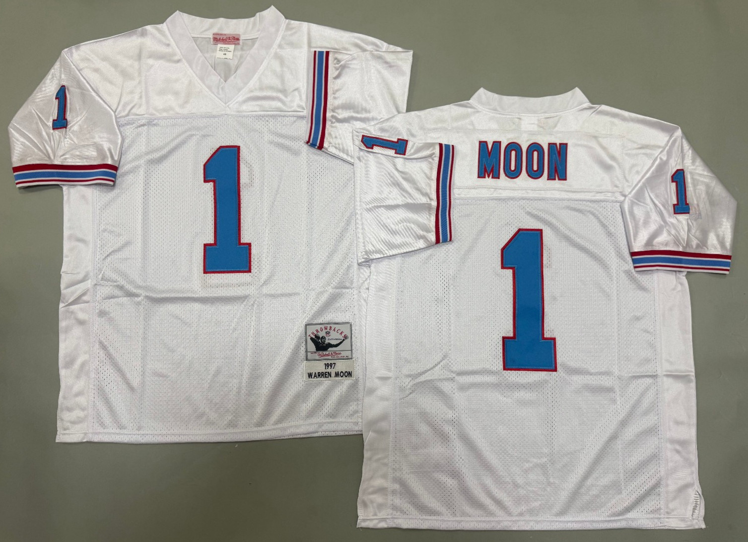 VINTAGE Warren Moon #1 Oilers Throwback Stitched Jersey