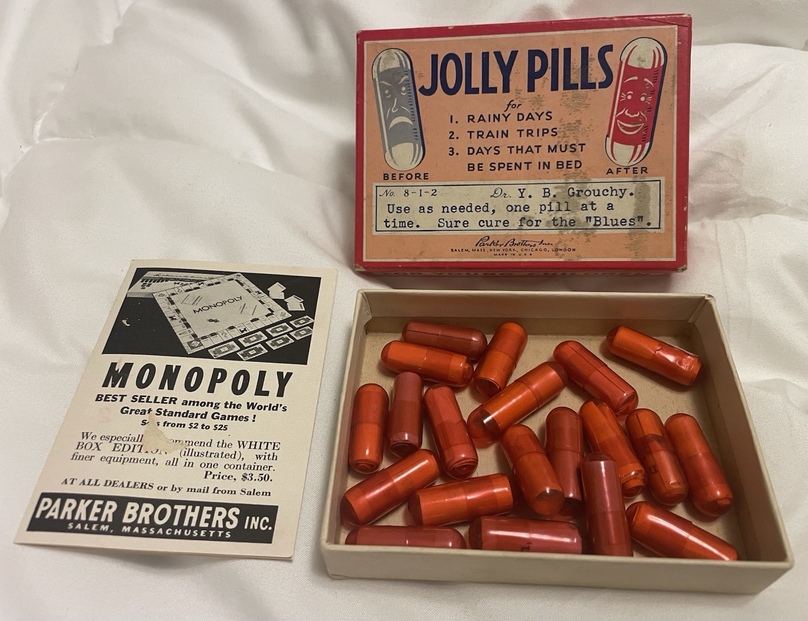 JOLLY PILLS antique Parker Brothers activity game vintage RARE 1939 ?