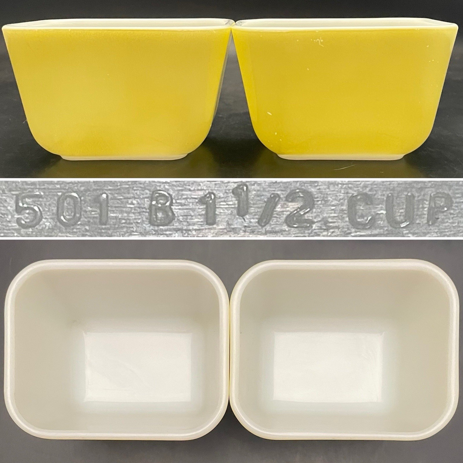 Pyrex 2pc Daisy Yellow 501 Covered Refrigerator Storage Dishes 1969-1970 USA