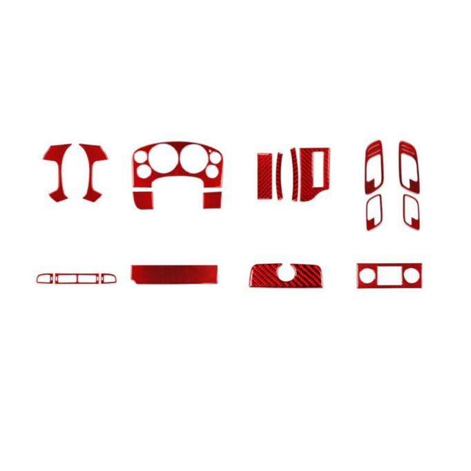 22Pcs Red Carbon Fiber Interior Trim Kits For Silverado/Tahoe/Sierra 2007-2013