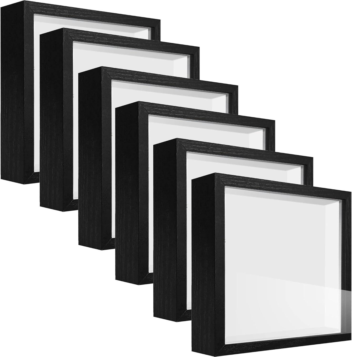 5x5 Small Shadow Box Frame Display Case , 5x5, 6packs-black 