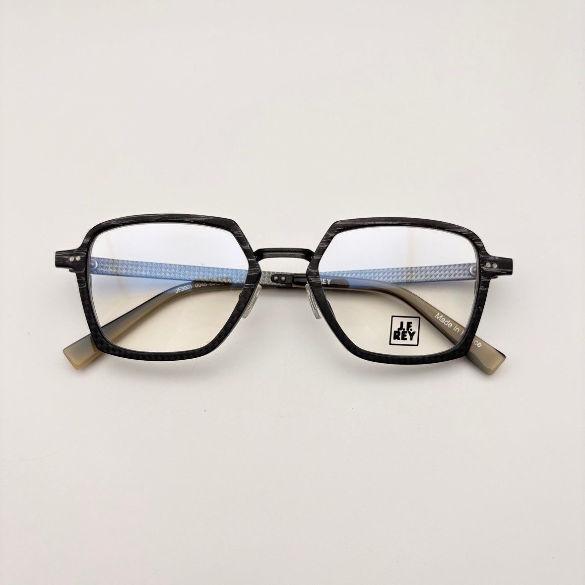 J.F. REY JF3001 0045 Matte Black & Blue Square Eyeglasses 52mm NEW