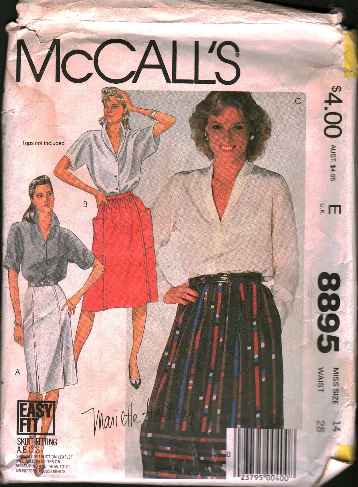 8895 Vintage McCalls SEWING Pattern Misses 1980s Skirt Mariette Hartley OOP Sew
