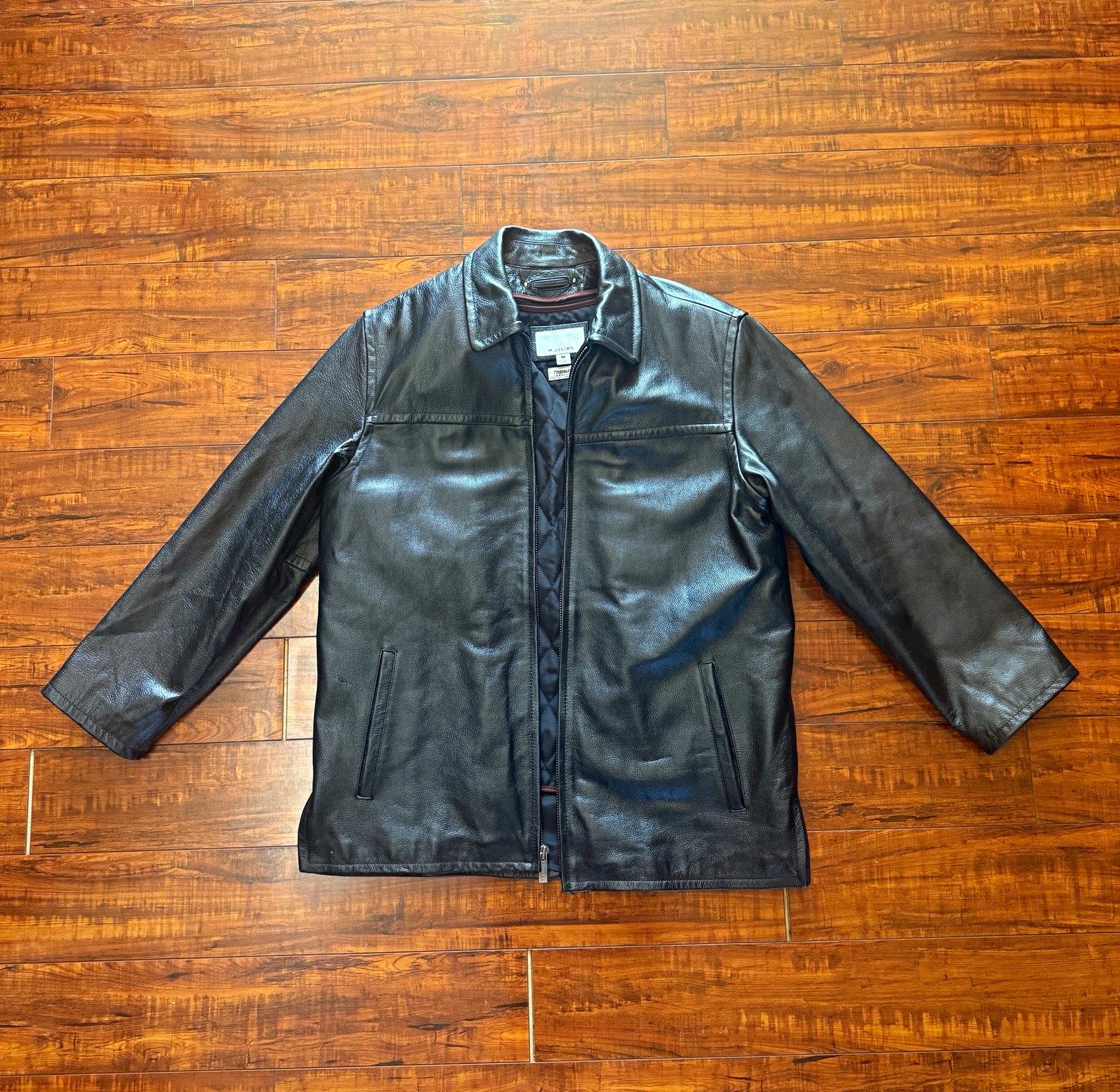 Wilsons Leather M. Julian Men\'s Black Leather Thinsulate Full Zip Jacket M Wilsons Leather M. Julian Men\'s Black Leather Thinsulate Full Zip Jacket M