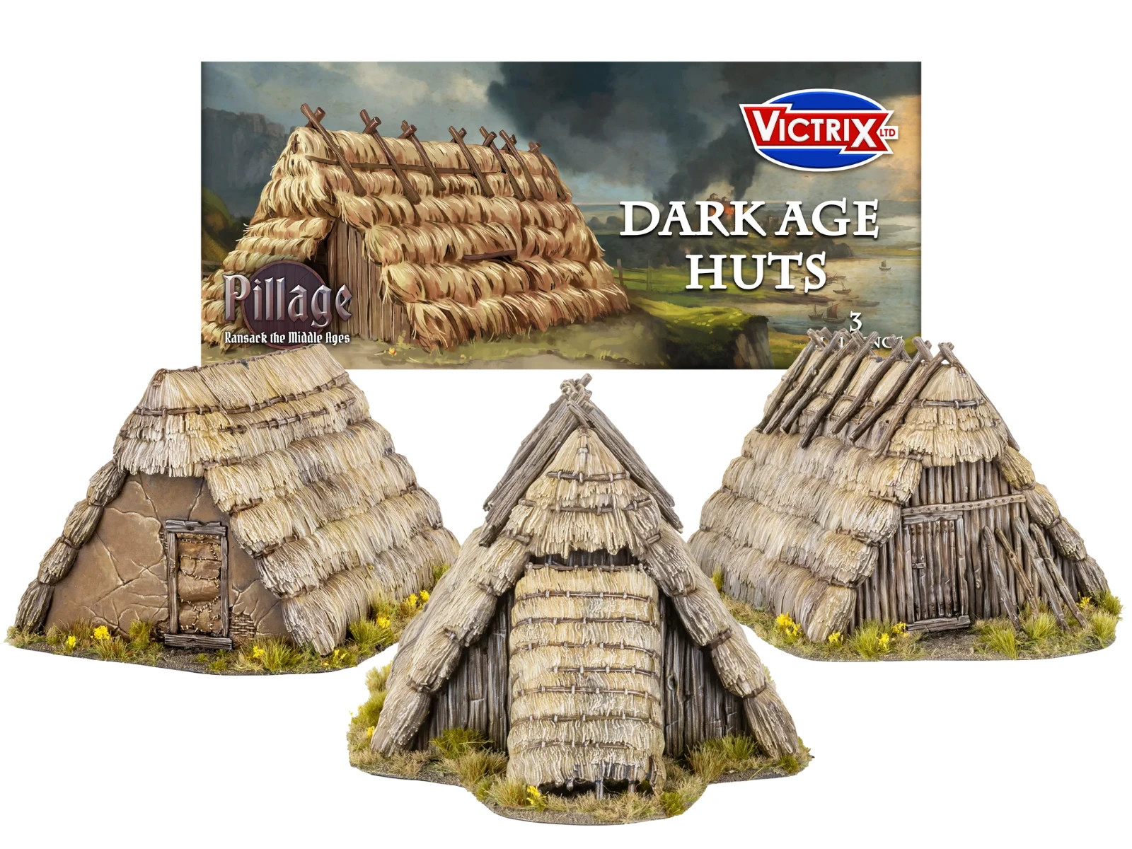 Victrix Pillage Dark Age Huts 28mm Terrain Barons War Medieval Skirmish