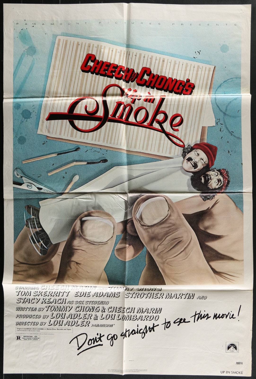 Up in Smoke 1978 Original US 27x41 Poster Recalled Tagline Cheech and Chong