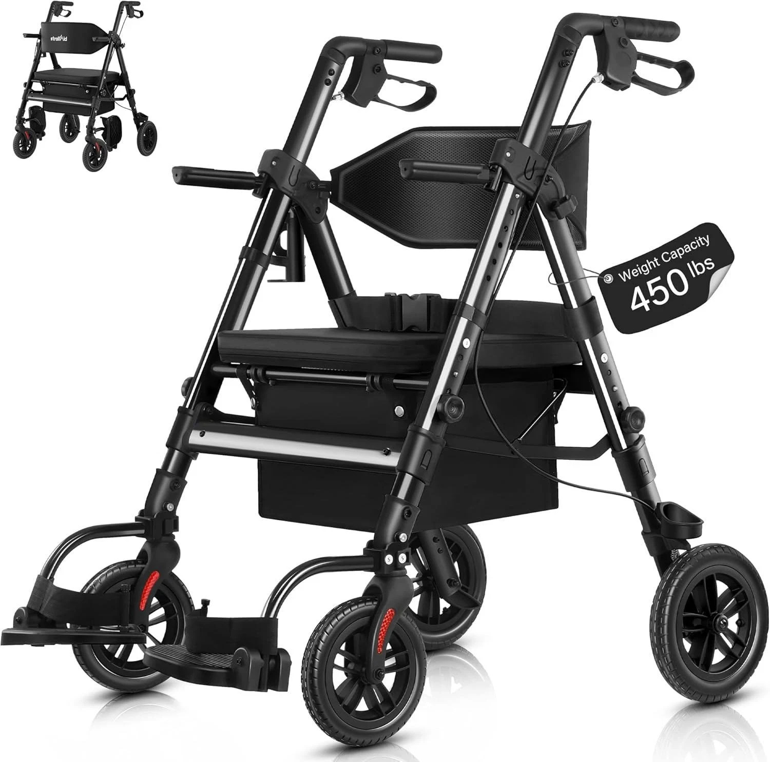 Heavy Duty Walker for Seniors Rollator Wheelchair 450 lb Capacity 10\ Heavy Duty Walker for Seniors Rollator Wheelchair 450 lb Capacity 10\