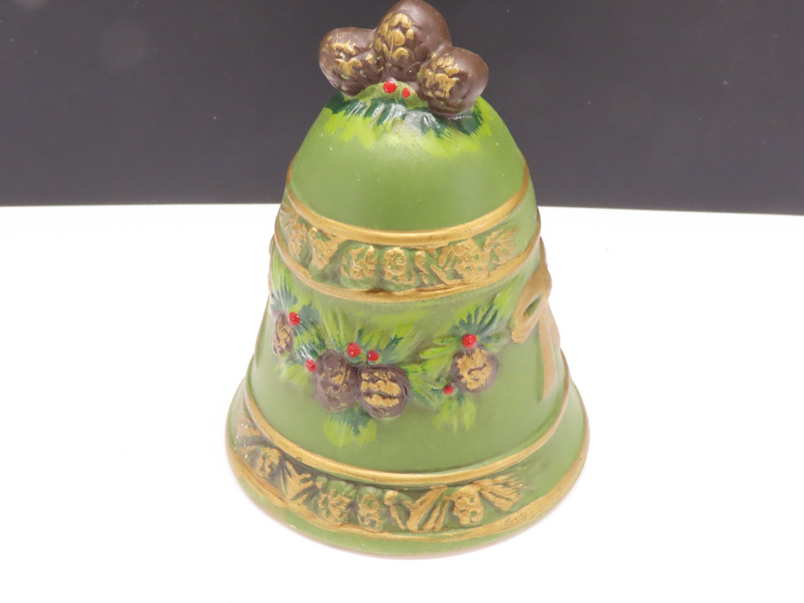 Vintage Napcoware Christmas Green Bell Japan x-8655 Porcelain Ceramic D3556