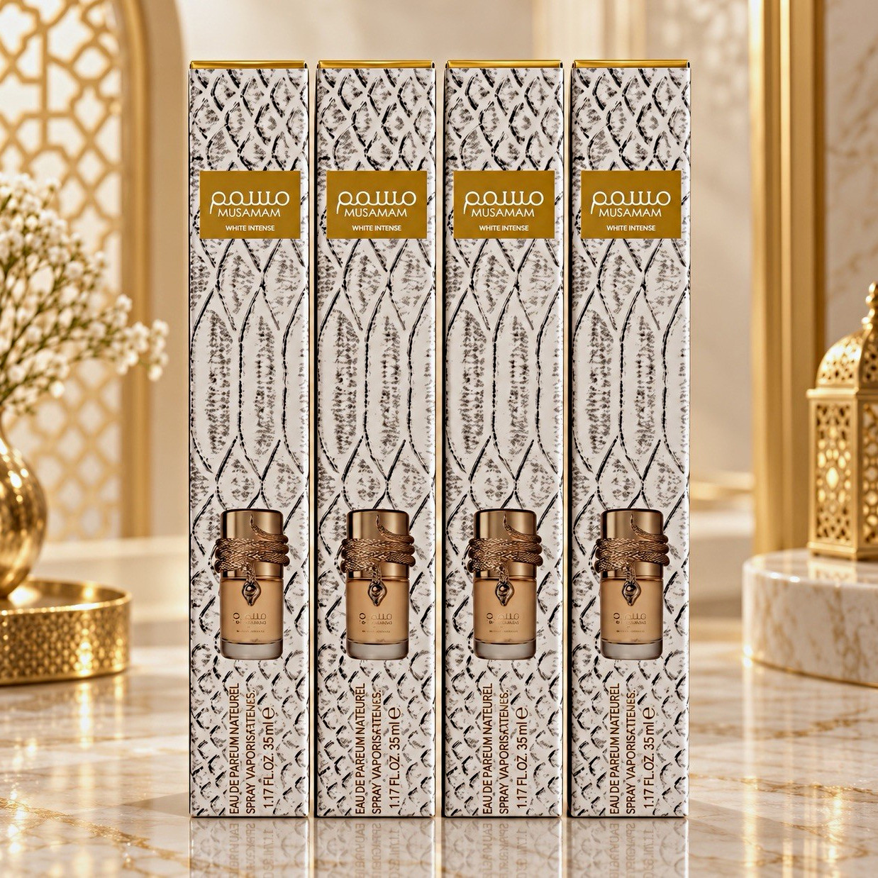 Musamam White Intense Eau de Parfum Spray, Regular Size 1.17 fl oz, Oud 6 x 35ml Musamam White Intense Eau de Parfum Spray, Regular Size 1.17 fl oz, Oud 6 x 35ml