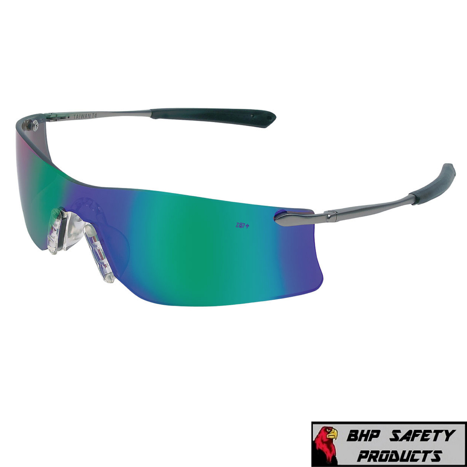 MCR CREWS RUBICON SAFETY GLASSES T411G EMERALD MIRROR LENS SUNGLASSES Z87