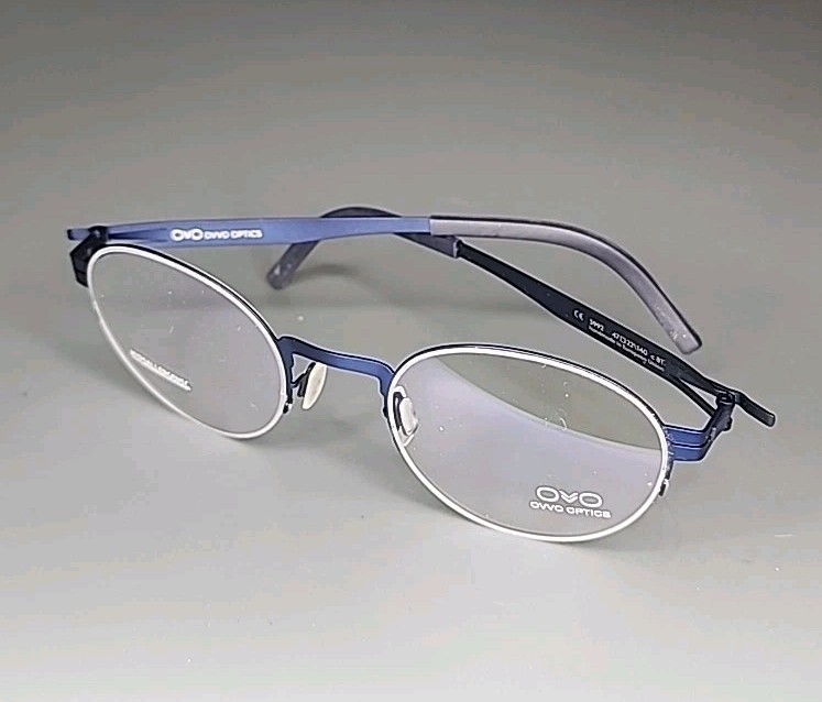OVVO Optics 3992 Sailor Blue Handmade Half Rim Titanium Eyeglass Frame 47/22/140