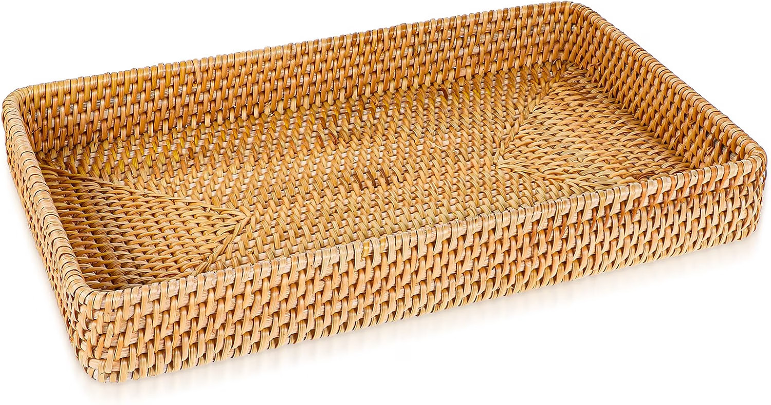 Wicker Storage Basket Rattan Tray Rectangular 14.6\ Wicker Storage Basket Rattan Tray Rectangular 14.6\
