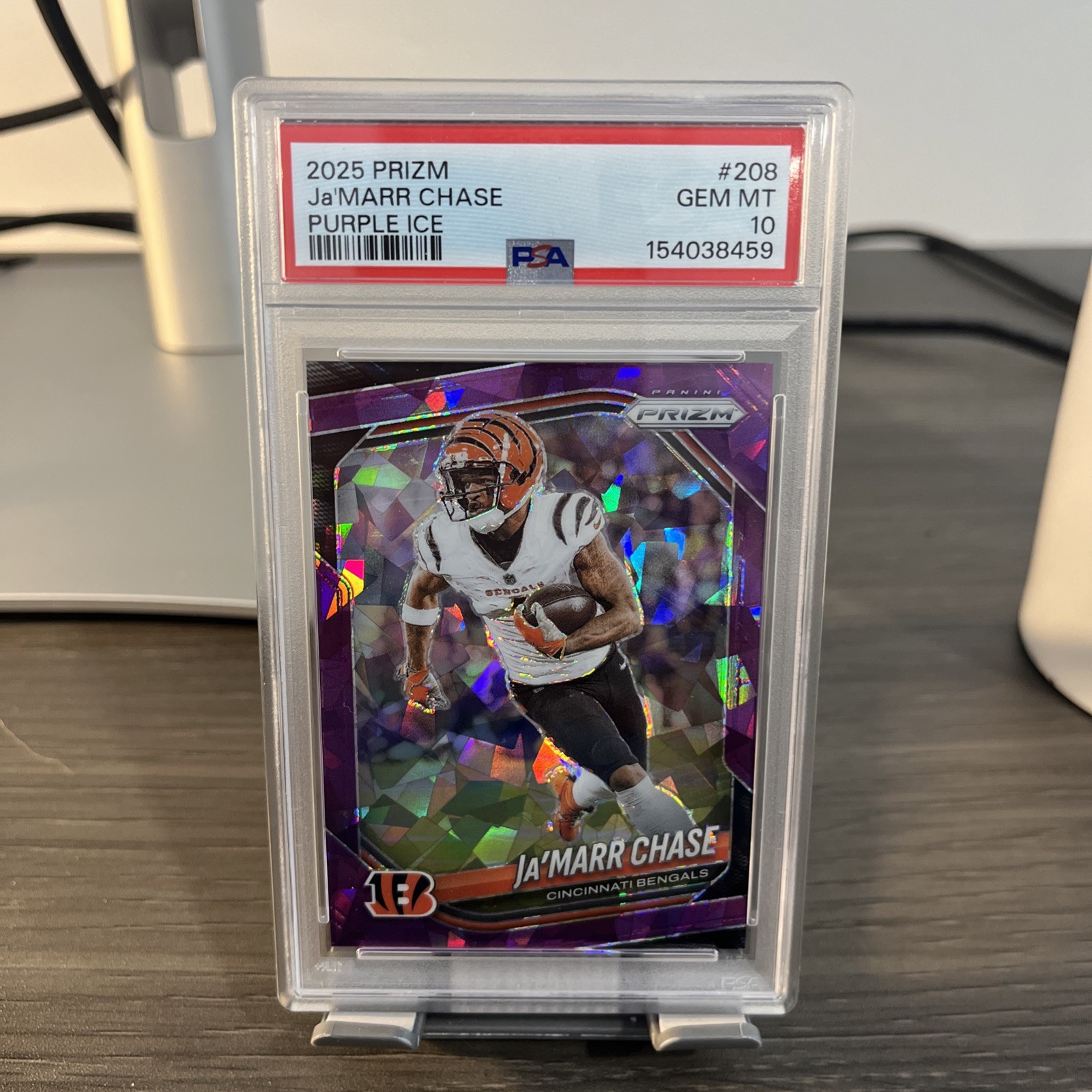 2025 Panini Donruss Ja\'Marr Chase 208 Purple Ice Prism #/225 PSA 10 2025 Panini Donruss Ja\'Marr Chase 208 Purple Ice Prism #/225 PSA 10