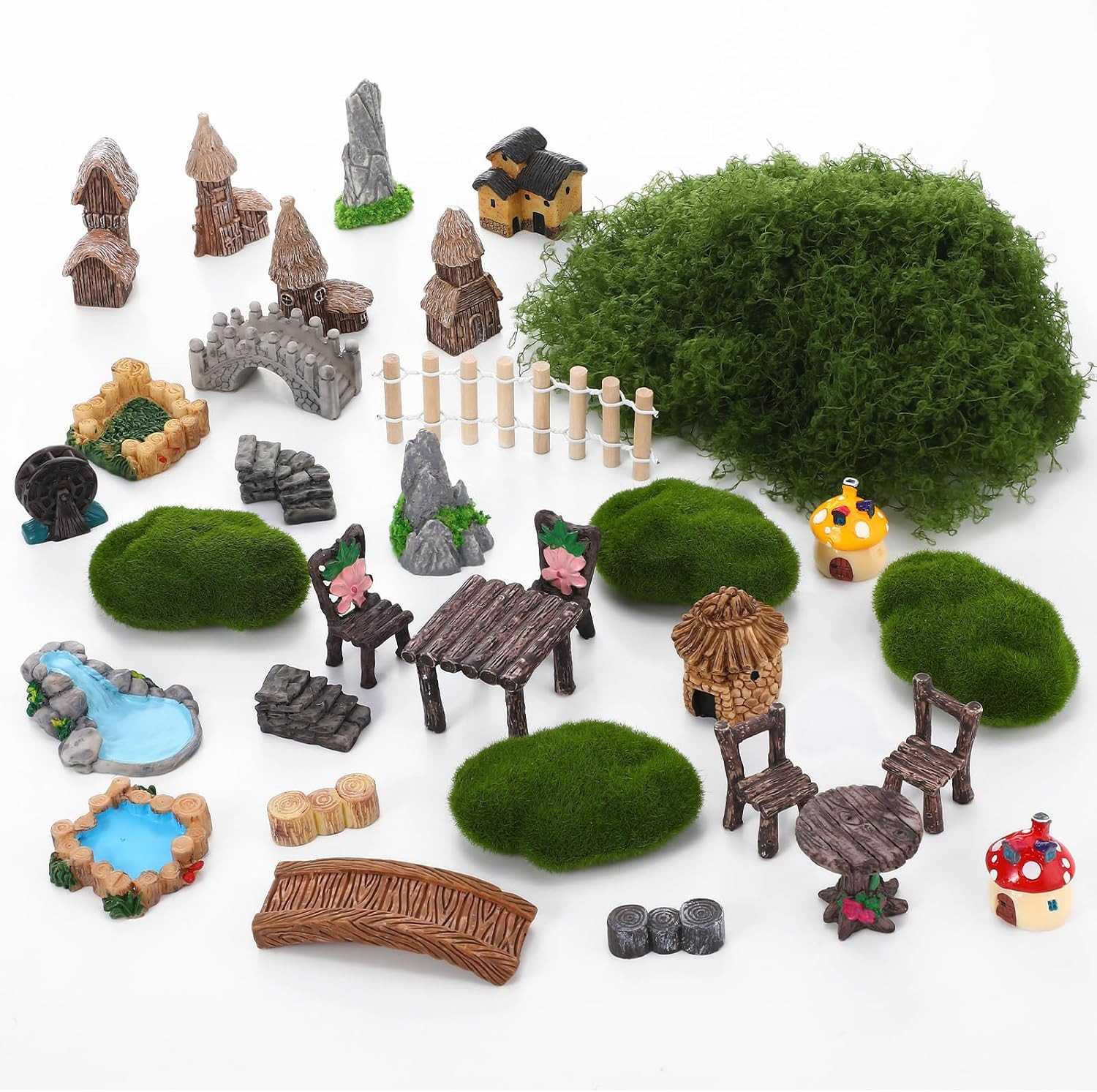 32 Pcs Fairy Garden Accessories Miniature Landscape Ornaments Set