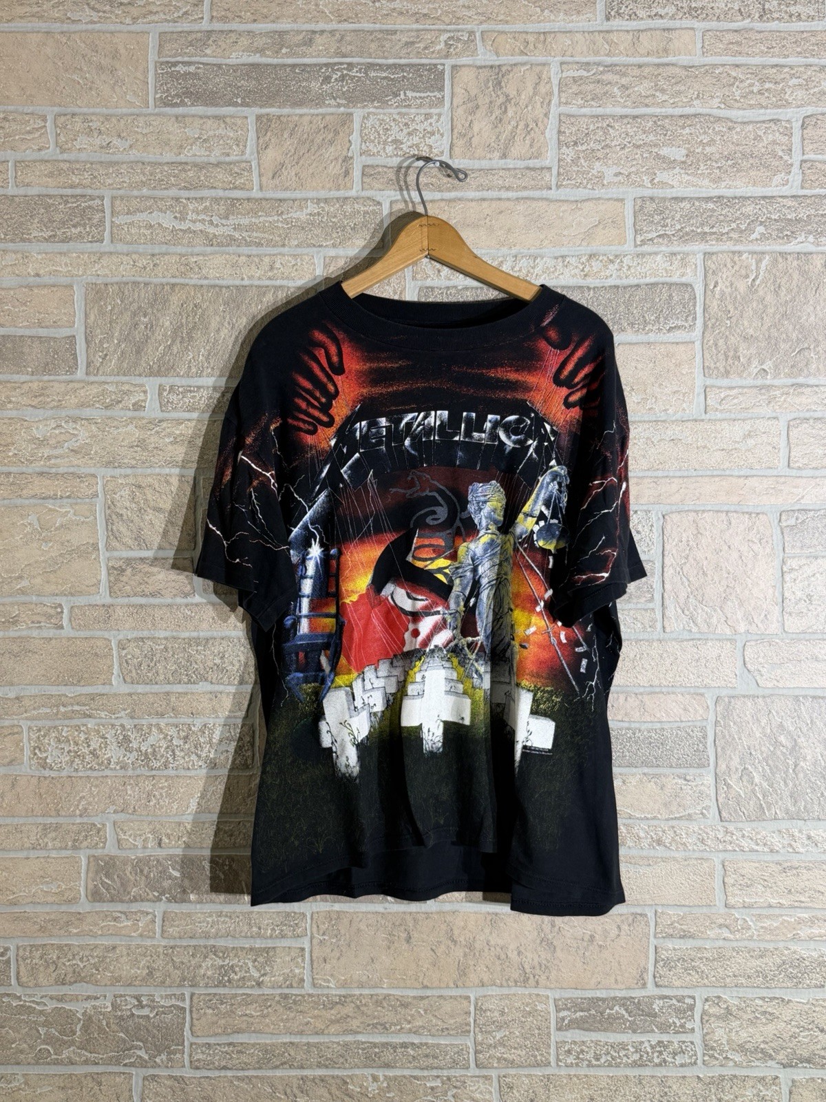 Vintage 1991 Metallica And Justice For All All Over Print T Shirt Brockum AOP Vintage 1991 Metallica And Justice For All All Over Print T Shirt Brockum AOP