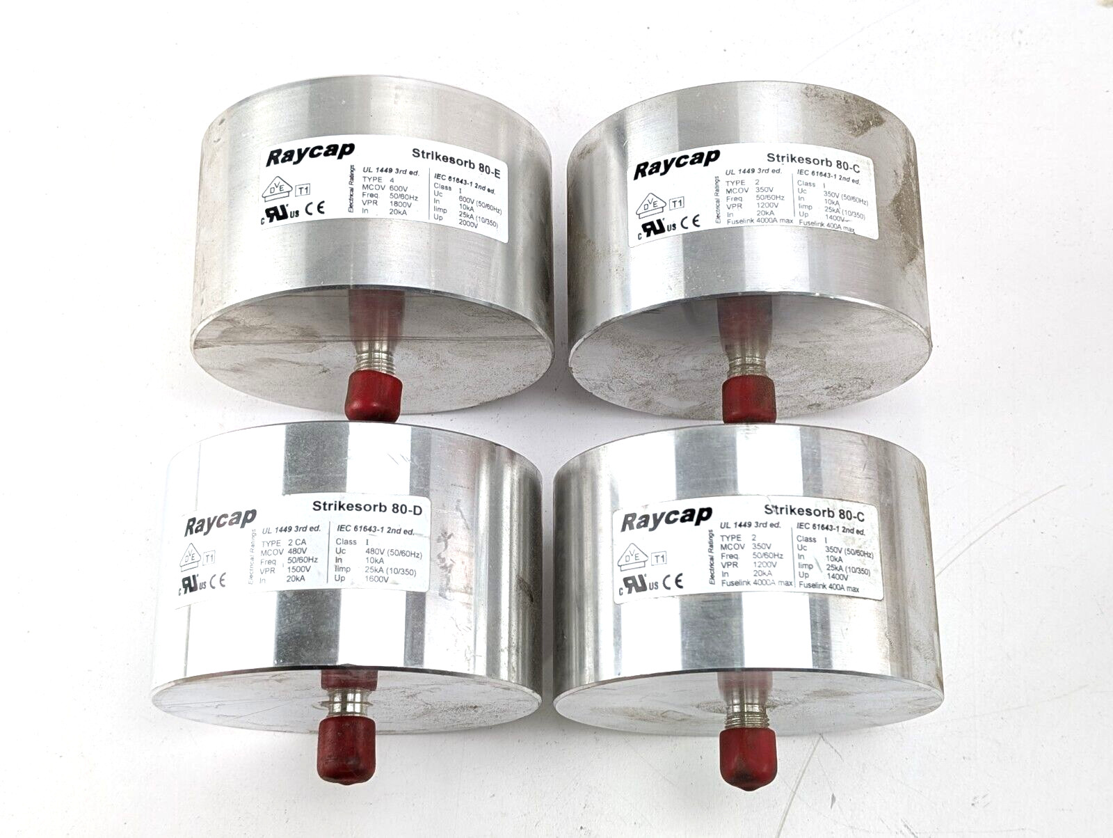 Lot of 4 Raycap Strikesorb Assemblies 2x 80-C, 80-D, 80-E *NEW* Lot of 4 Raycap Strikesorb Assemblies 2x 80-C, 80-D, 80-E *NEW*