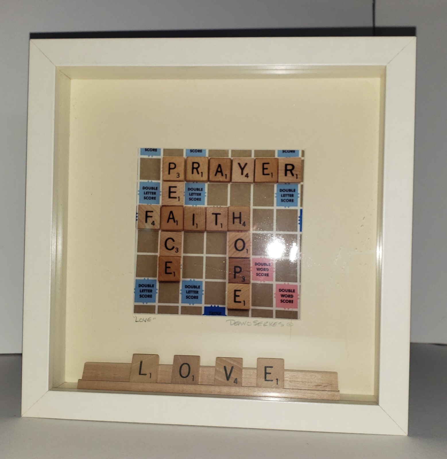 Deano Serkes LOVE Hand Signed Original Mixed Media Art Scrabble 2015 POP ART Deano Serkes LOVE Hand Signed Original Mixed Media Art Scrabble 2015 POP ART