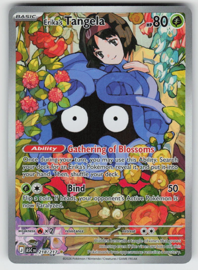 Erika\'s Tangela 218/217 Illustration Rare Ascended Heroes Pokemon Holo Near Mint Erika\'s Tangela 218/217 Illustration Rare Ascended Heroes Pokemon Holo Near Mint