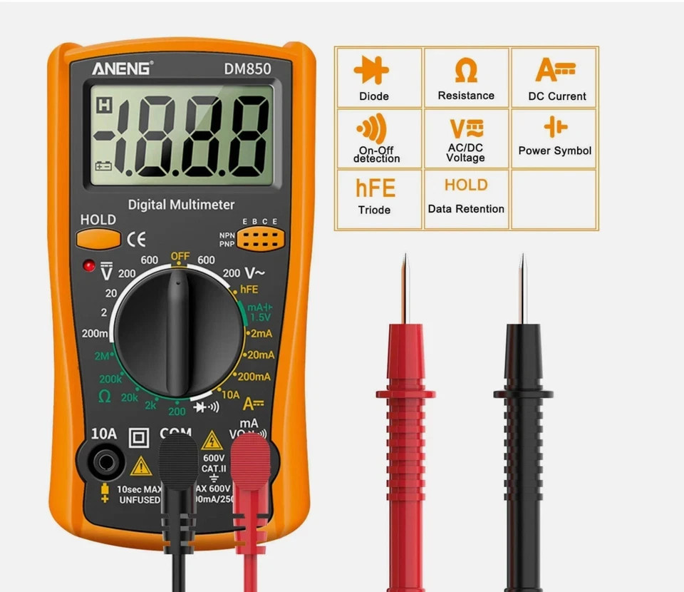 LCD Digital Multimeter Voltmeter Ammeter Ohmmeter Volt AC DC Tester Lead Meter